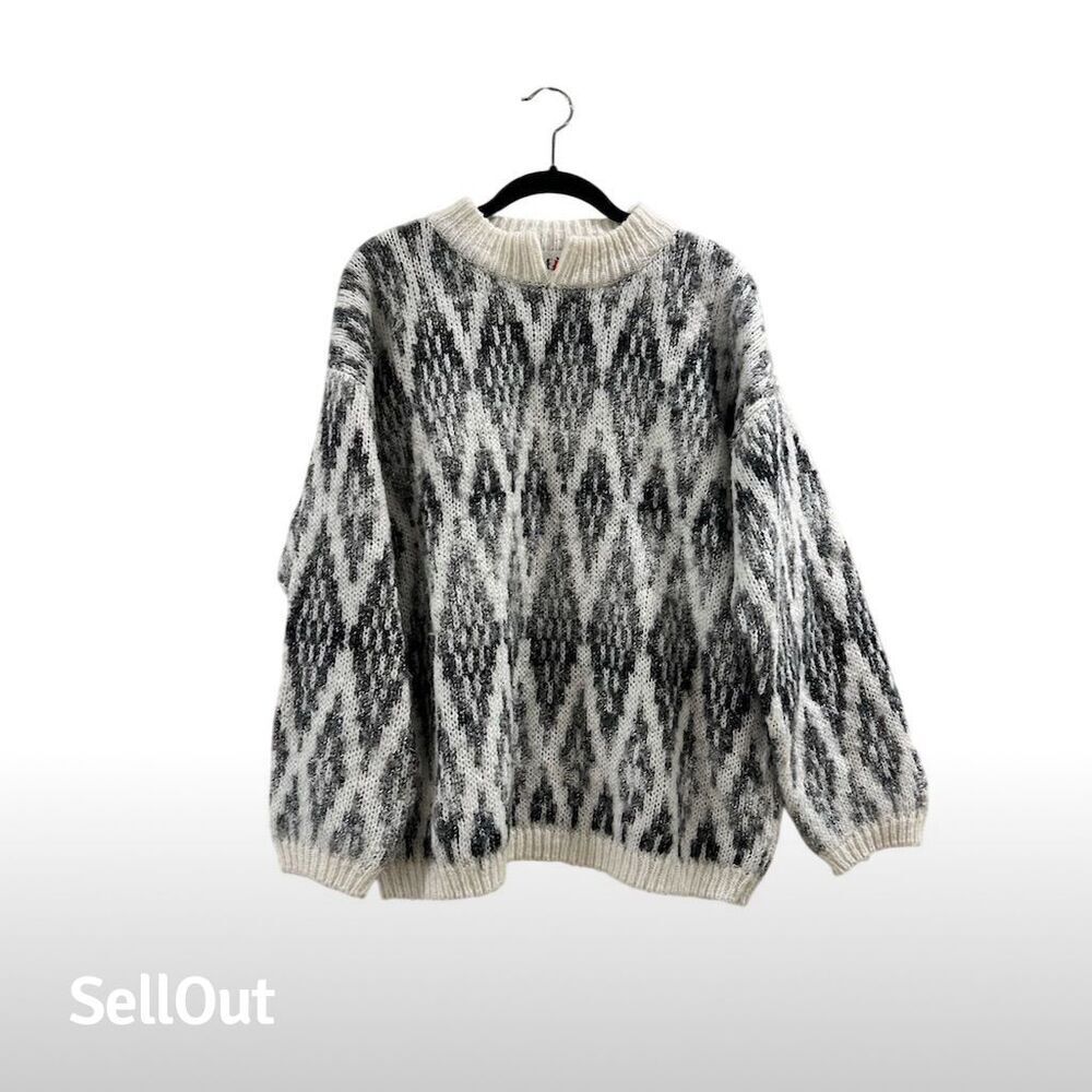 Vintage E.V.E. LTD. Unisex Geometric Pullover Sweater Black Size S